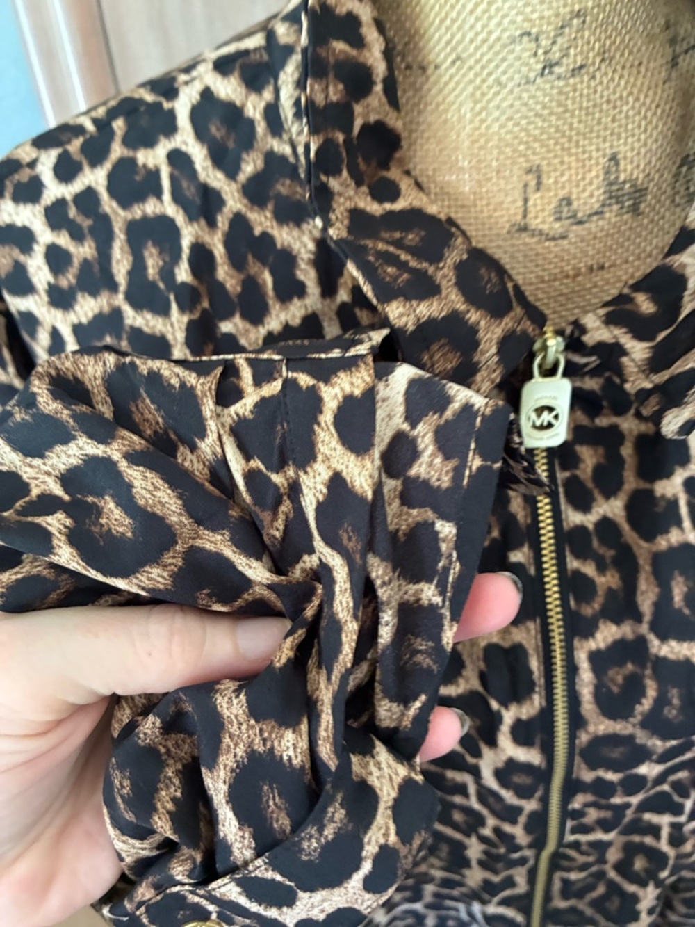 Michael Kors Leopard Animal Print Zipper blouse top jacket Plus Size 3X New - Picture 7 of 16